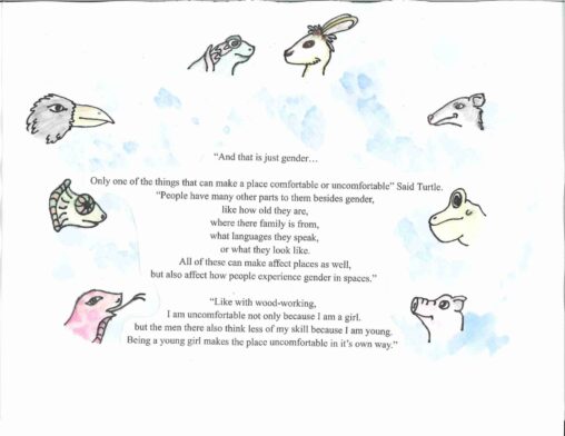 The text is surrounded by the faces of various animals, including the turtle and rabbit, but also a weasel, frog, pig, snake, chameleon and a raven.